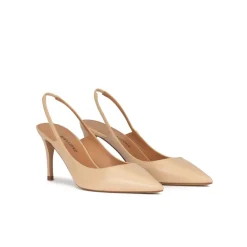 Angelique Pointed toe slingback pumps in beige leather