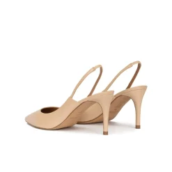 Angelique Pointed toe slingback pumps in beige leather