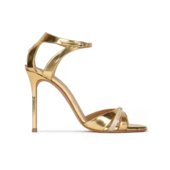 Anique Gold high heel sandals in metallic leather