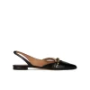 Anquetta Slingback point-toe flat shoes in black leather