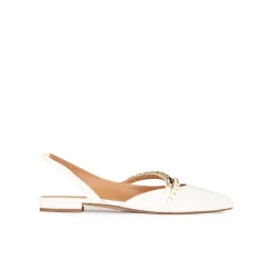 Anquetta Slingback point-toe flats in off-white leather