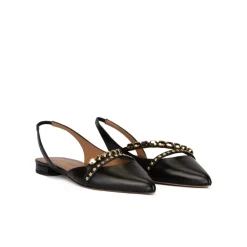 Anquetta Slingback point-toe flat shoes in black leather