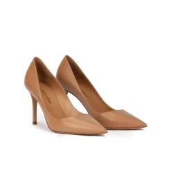 Aqua Camel leather high heel pointy toe pumps