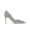 Aqua Point-toe high heel pumps in white-blue checked fabric