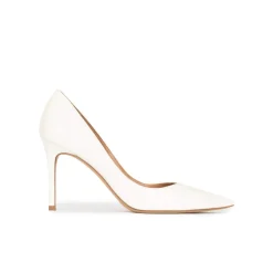 Aqua Point-toe high heel pumps in off-white leather