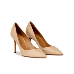 Aqua Pointy toe high heel pumps in beige leather