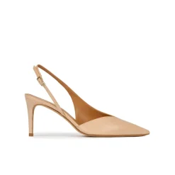 Aquamarie Mid heel slingback pumps in beige leather