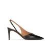 Aquamarie Mid heel slingback shoes in black leather