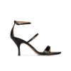 Aquaria Ankle-strap mid heel sandals in black leather