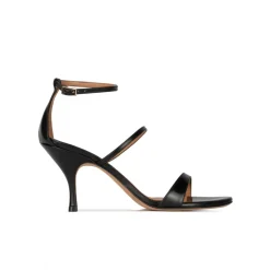 Aquaria Ankle-strap mid heel sandals in black leather
