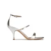 Aquaria Silver strappy mid heel sandals