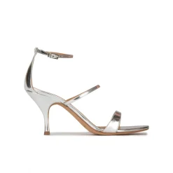 Aquaria Silver strappy mid heel sandals
