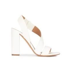 Aquira High block heel sandals in off-white leather