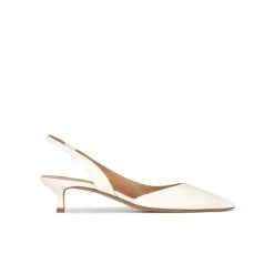 Blanque Slingback kitten heel pumps in off-white leather