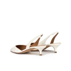 Blanque Slingback kitten heel pumps in off-white leather