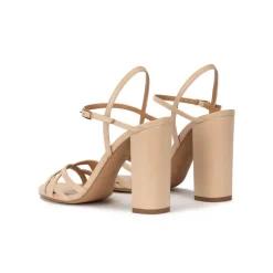 Coque Strappy high block heel sandals in beige leather