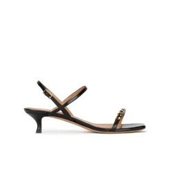 Coquina Crystal-embellished mid heel sandals in black leather