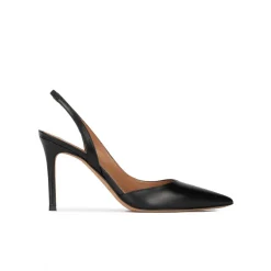 Danique Black leather slingback heeled pumps