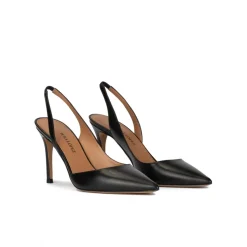 Danique Black leather slingback heeled pumps