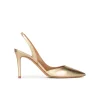 Danique Golden slingback pointy toe pumps with 90mm stiletto heel