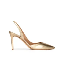 Danique Golden slingback pointy toe pumps with 90mm stiletto heel