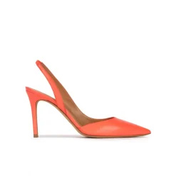 Danique Slingback high heel point-toe pumps in coral leather