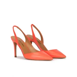 Danique Slingback high heel point-toe pumps in coral leather