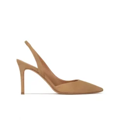 Danique Slingback pointy toe stiletto heel pumps in camel suede