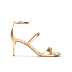 Daquesha Ankle strap mid heel sandals in gold leather