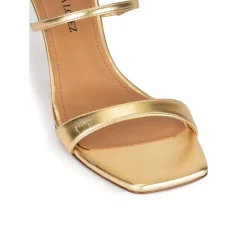 Daquesha Ankle strap mid heel sandals in gold leather