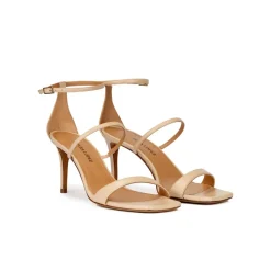 Daquesha Beige leather squared-off toe mid heel sandals