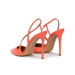 Dominique Heeled pointy toe sligback pumps in coral leather
