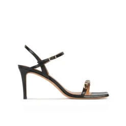 Evangelique Crystal-embellished mid heel sandals in black leather