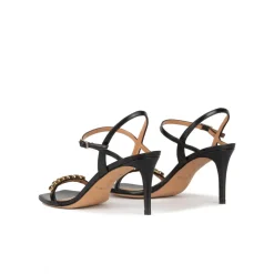 Evangelique Crystal-embellished mid heel sandals in black leather