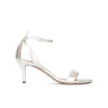 Fantine Ankle strap mid heel sandals in silver leather
