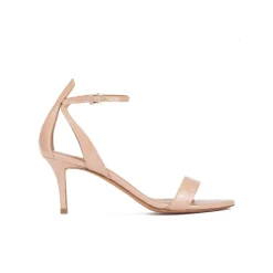 Fantine Ankle strap mid stiletto heel sandals in nude patent leather