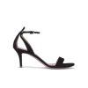 Fantine Black suede ankle strap mid heel sandals