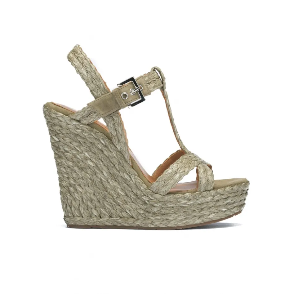 Filipa Kaki high wedge sandals