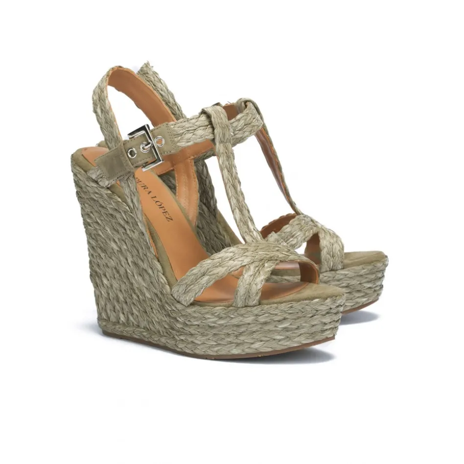 Filipa Kaki high wedge sandals
