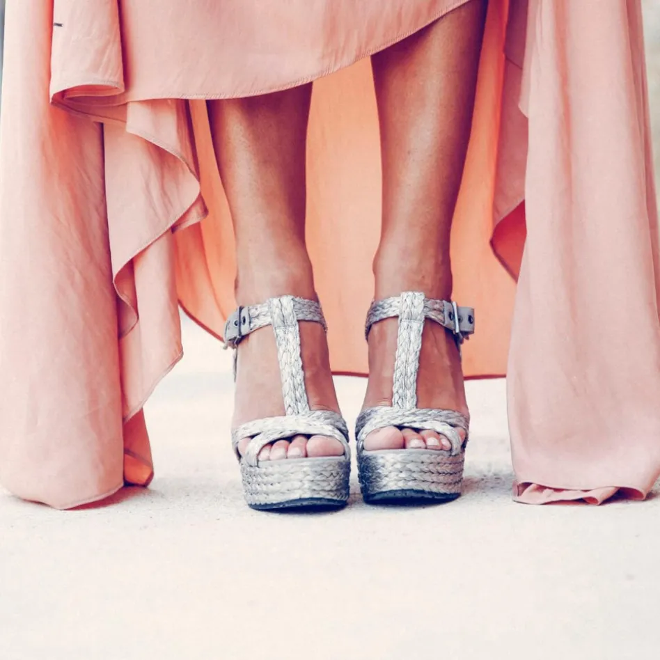 Filipa Silver T-bar espadrille wedge sandals