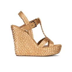 Filipa Wedge sandals in bronze raffia