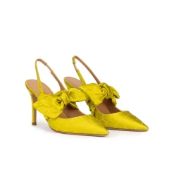 Jaqueline Bow detailed high heel slingback pumps in pistachio green