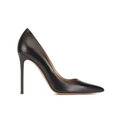Kameron Black leather thin stiletto heel pumps with sleek pointed toe