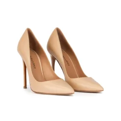 Kameron High heel pointy toe pumps in beige leather