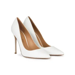 Kameron White leather high heel pointy toe pumps