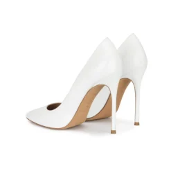 Kameron White leather high heel pointy toe pumps