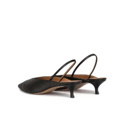 Lanequia Black low heel slingback pumps in black raffia