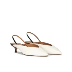 Lanequia Off-white kitten heel slingback pumps in leather