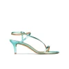 Laquenda Strappy mid heel sandals in aquamarine metallic leather