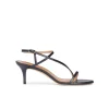 Laquenda Strappy mid heel sandals in navy blue leather